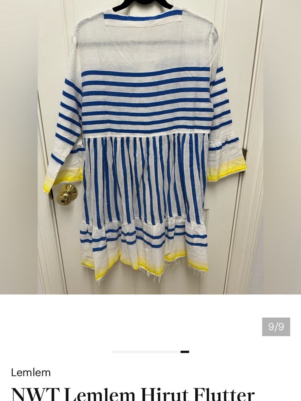 NWT Lemlem Hirut Flutter Dress Blue Yellow Sz Large Reposh - Picture 4 of 7